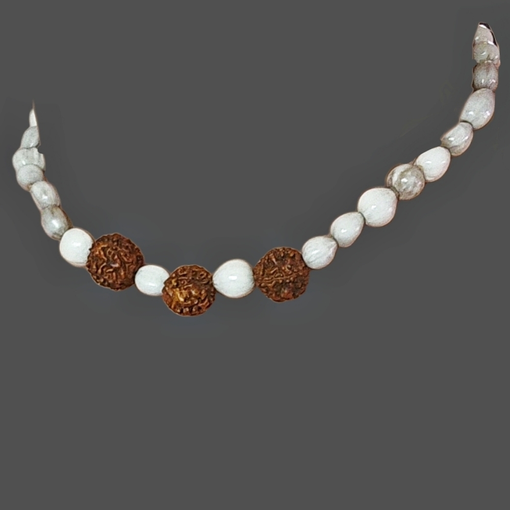 Vintage Y2K Job's Tear Hawaiian Kukui and Mukhi Rudraksha Beaded Choker Necklace